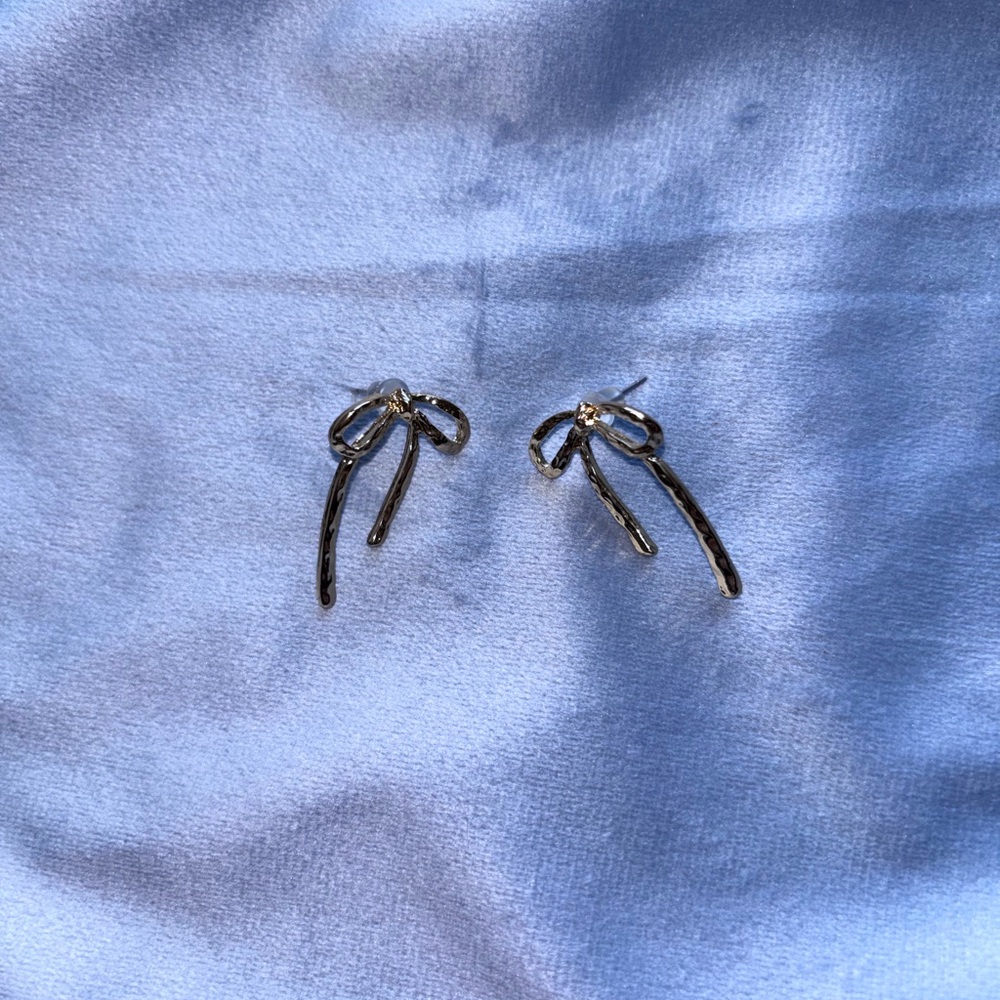 Delicate Bow Stud Earrings in Gold